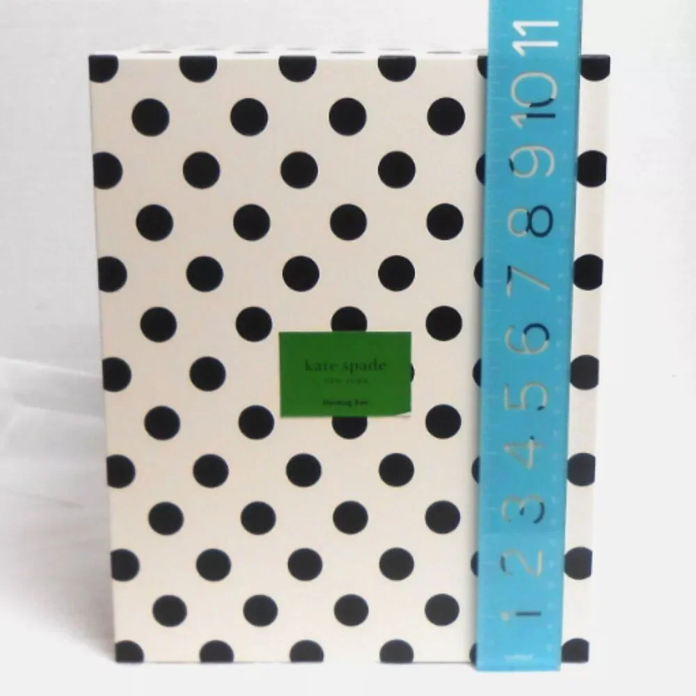 Kate Spade New York Small Nesting Storage Box Navy Blue Dots NWT
